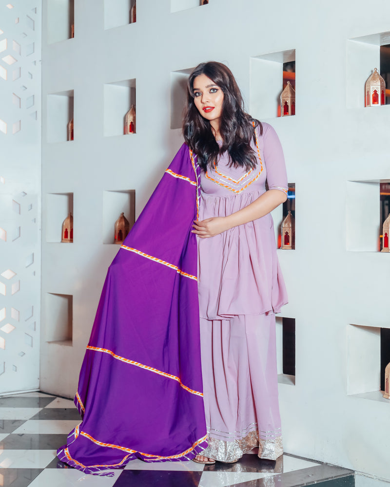 Purple Color Design Indo Western Plazo Suit :: MY SHOPPY LADIES WEAR